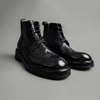 Washed Leather Brogue Work Boots
