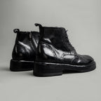 Washed Leather Brogue Work Boots
