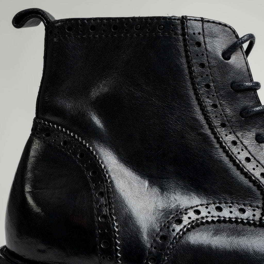 Washed Leather Brogue Work Boots