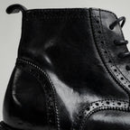 Washed Leather Brogue Work Boots
