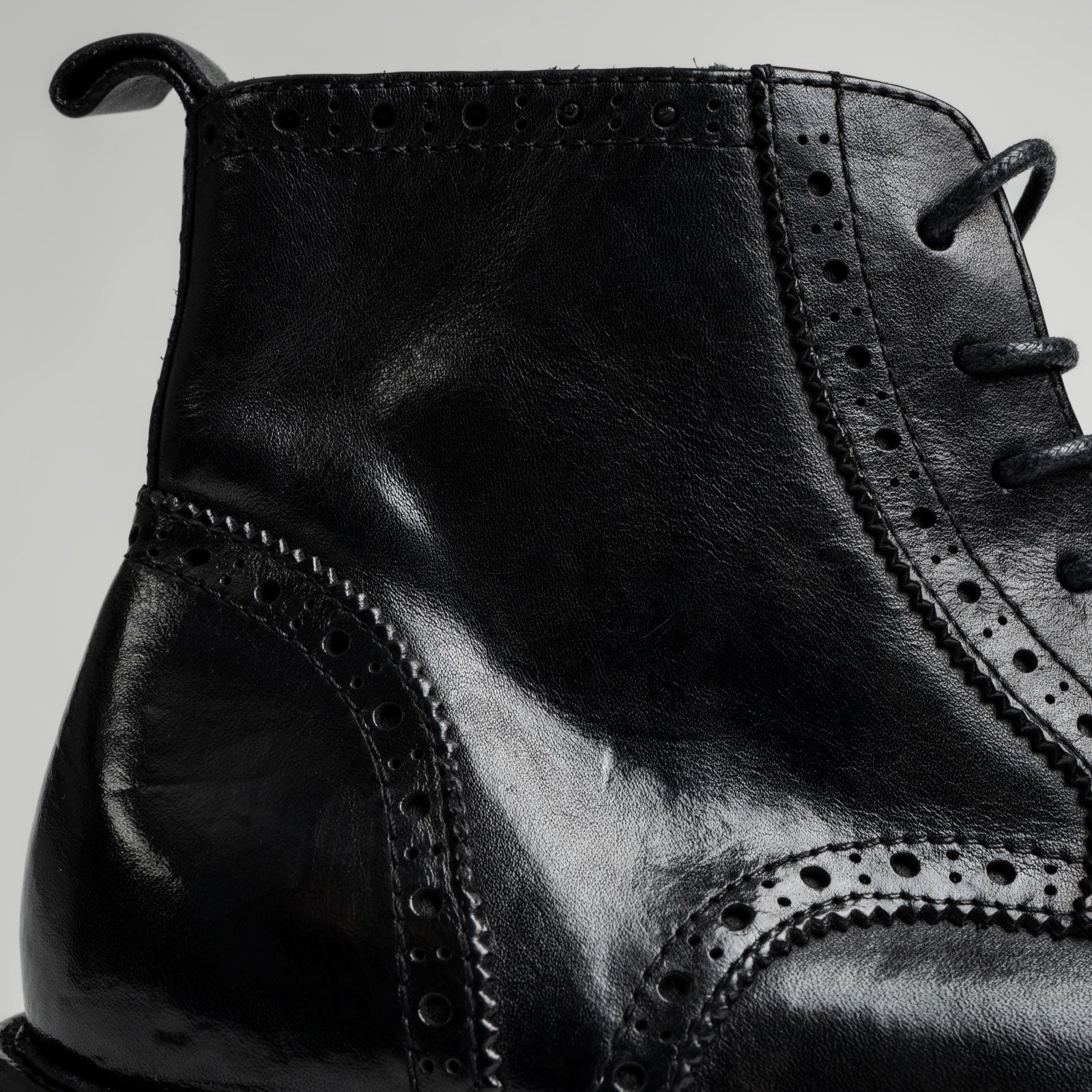 Washed Leather Brogue Work Boots
