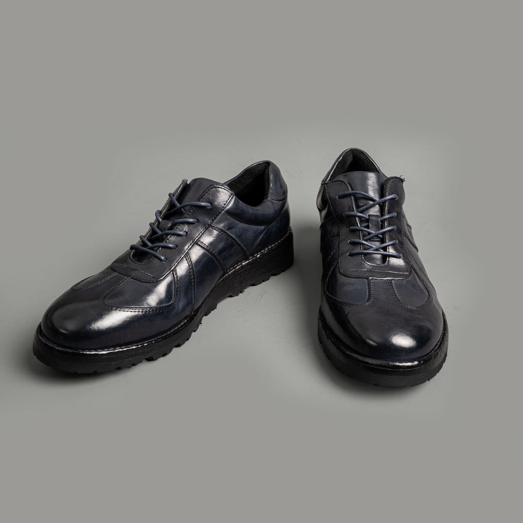 Washed Leather Lace-Up Shoes Ink Navy