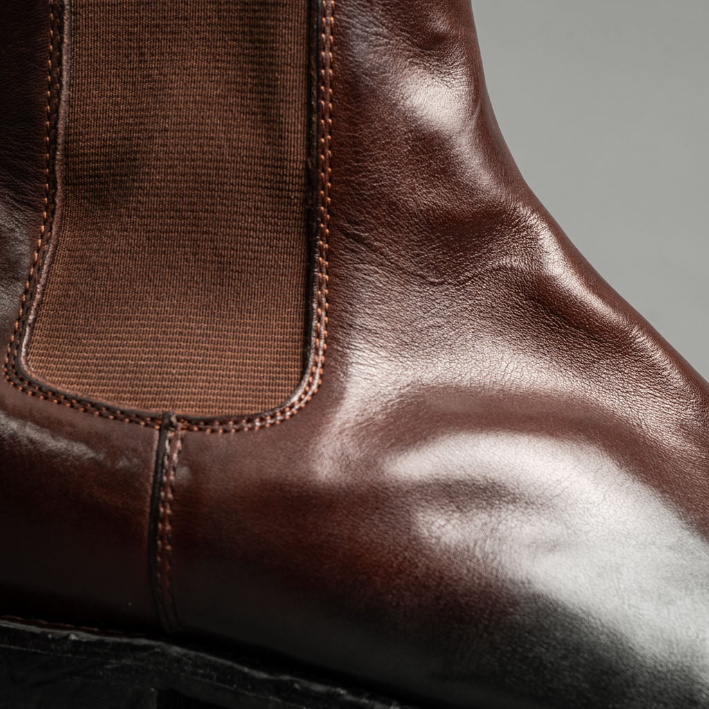 Washed Leather Chelsea Boots Mahogany