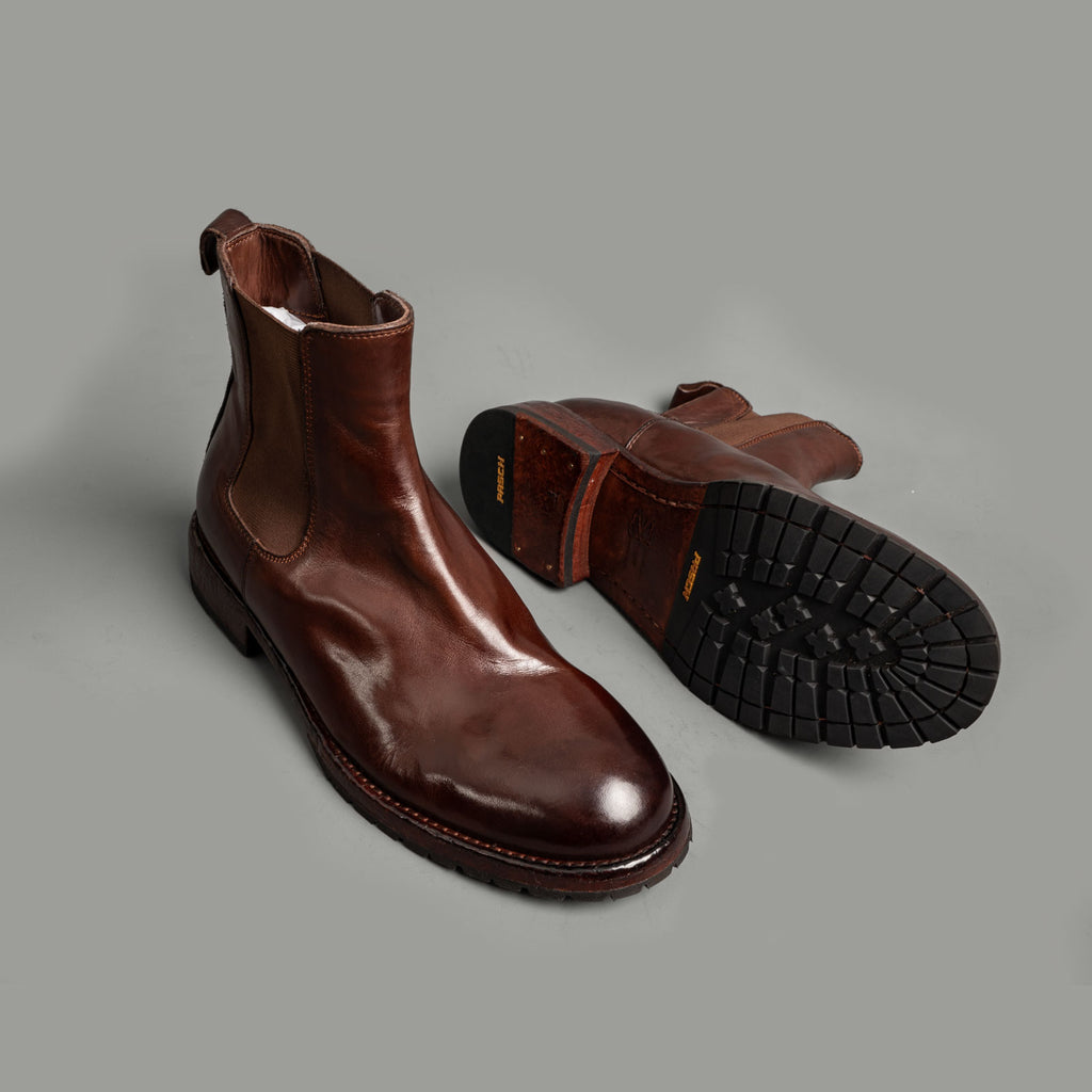 Washed Leather Chelsea Boots Mahogany