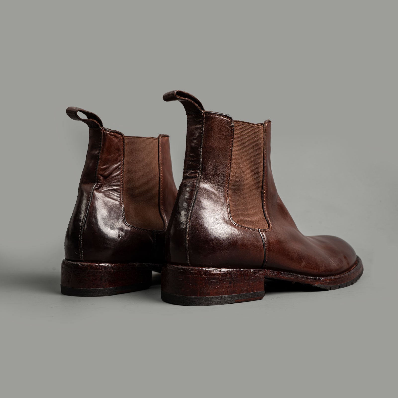 Washed Leather Chelsea Boots Mahogany