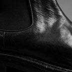Washed Black Leather Chunky Chelsea Boots