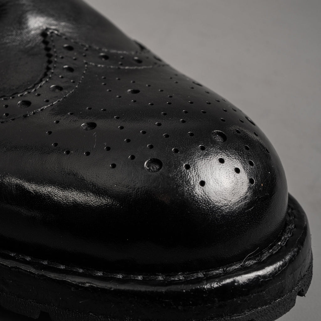 Black Washed Leather Brogue Derby Shoes