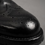 Black Washed Leather Brogue Derby Shoes