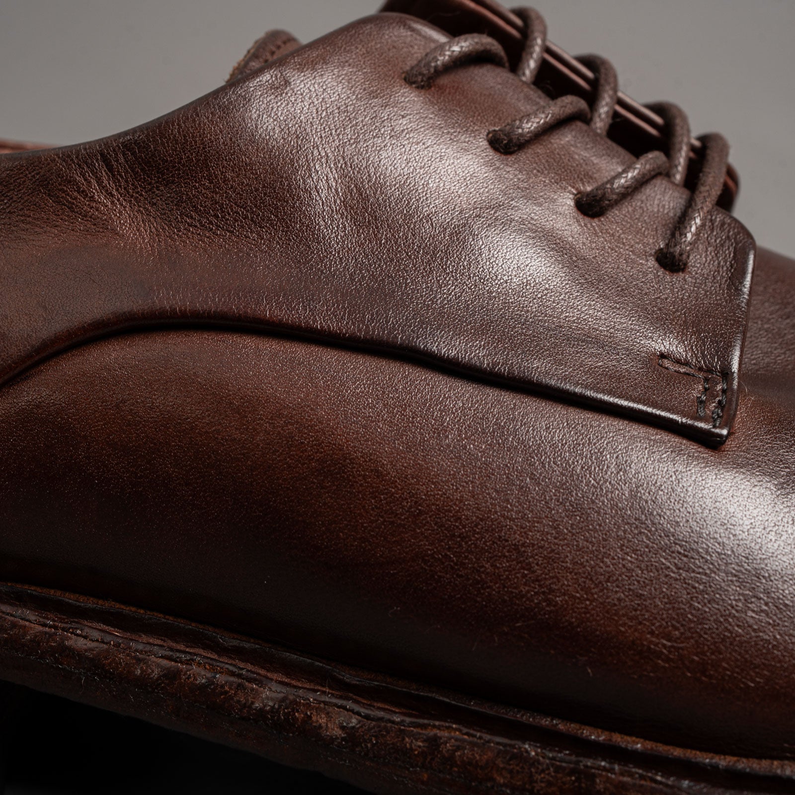 Washed Leather Chunky Lug Sole Derbies Brown