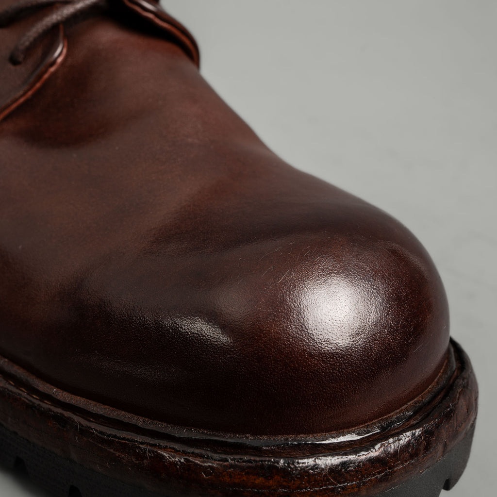 Washed Leather Chunky Lug Sole Derbies Brown