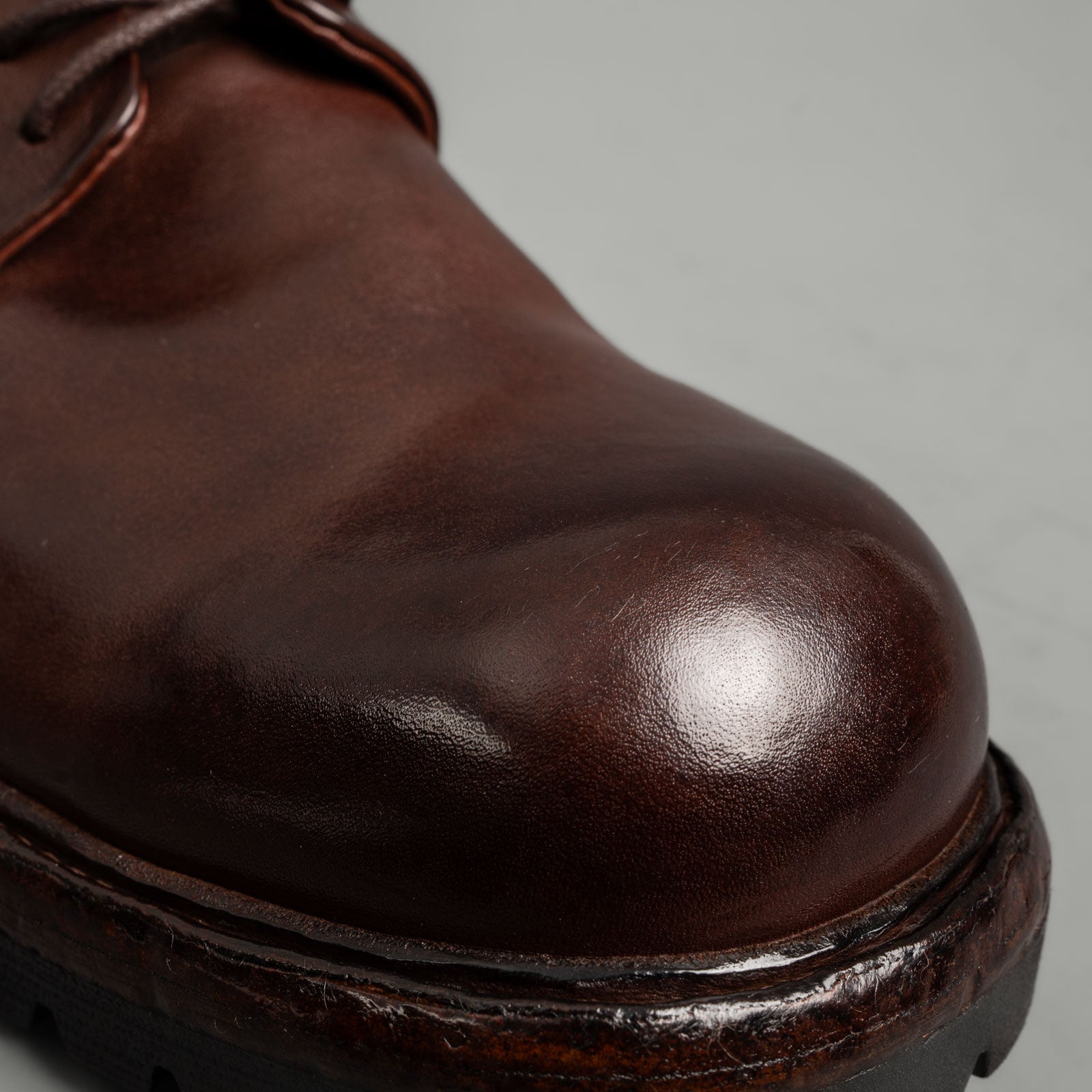 Washed Leather Chunky Lug Sole Derbies Brown