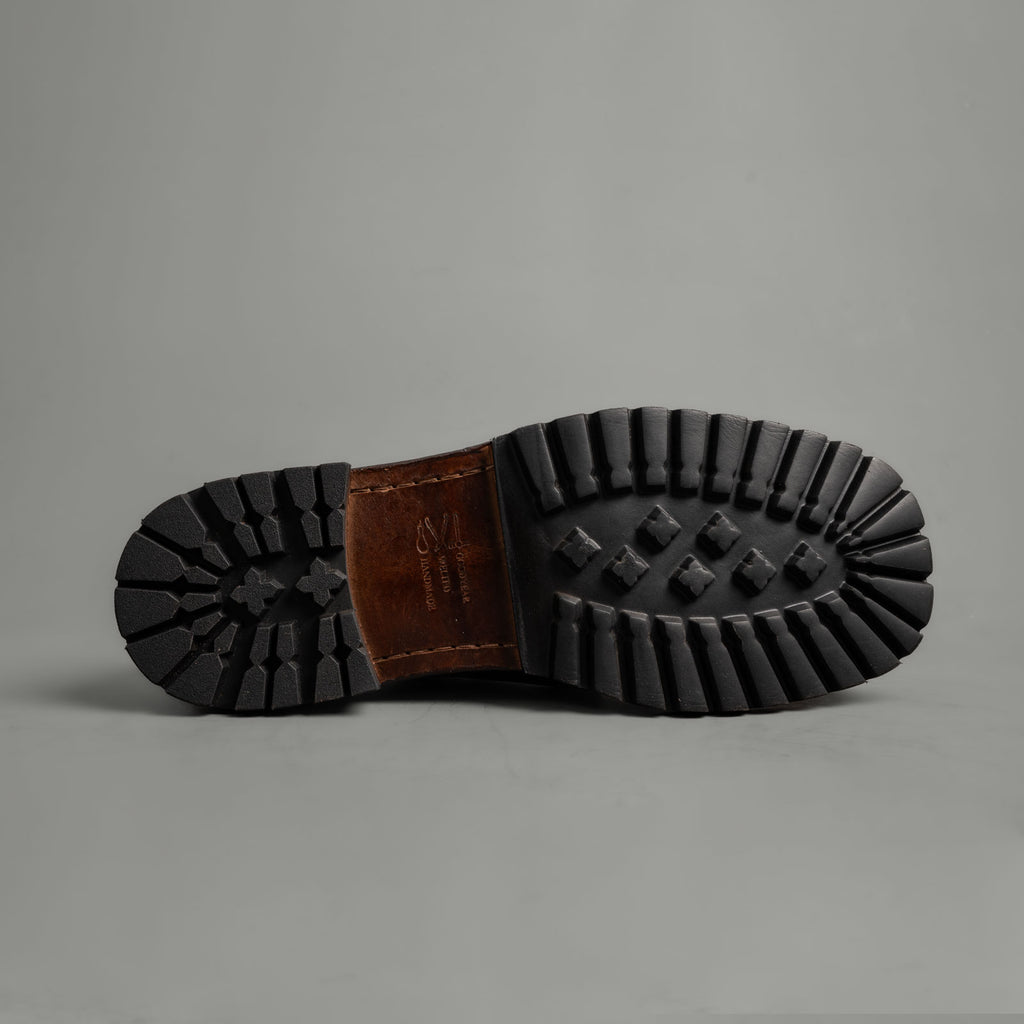 Washed Leather Chunky Lug Sole Derbies Brown