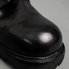 Washed Black Leather Lug Sole Derbies