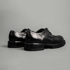 Washed Black Leather Lug Sole Derbies