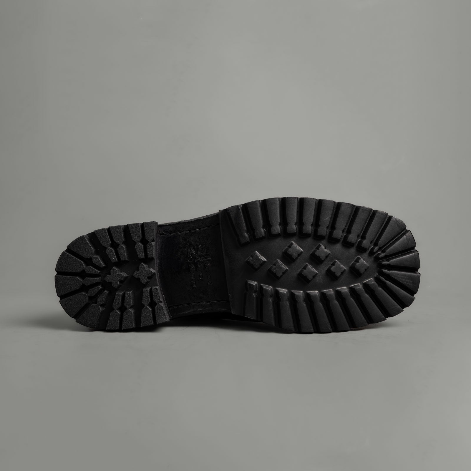 Washed Black Leather Lug Sole Derbies