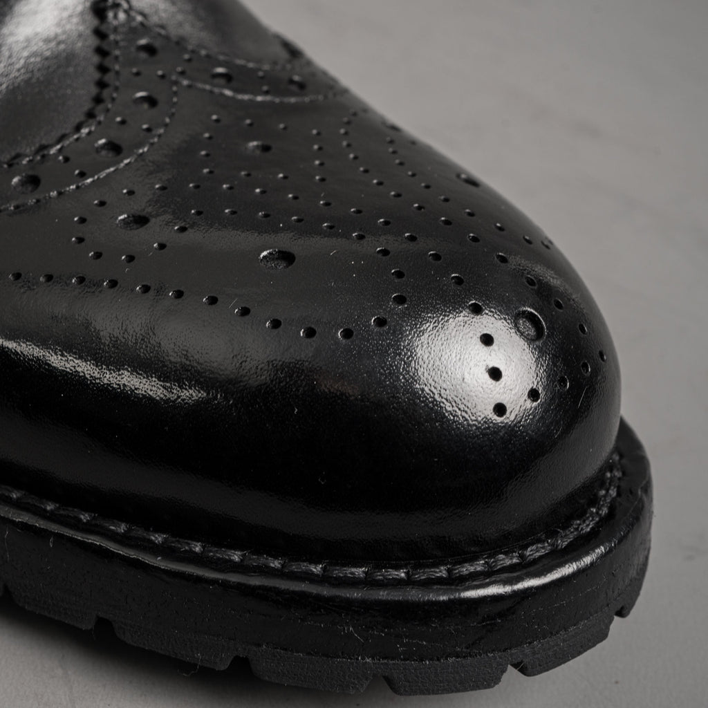 Polished Black Washed Leather Martin Boots