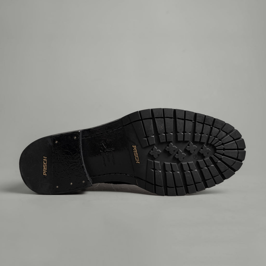 Polished Black Washed Leather Martin Boots