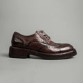 Washed Polished Leather Derby Shoes Brown