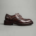 Washed Polished Leather Derby Shoes Brown