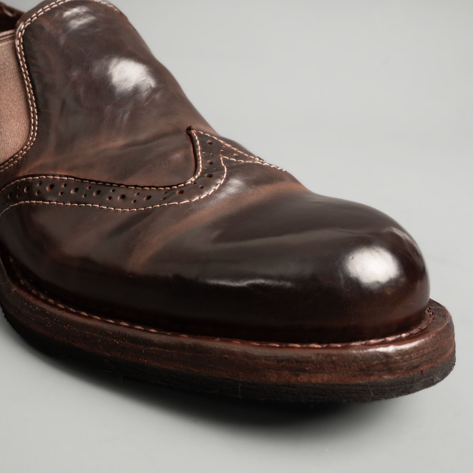 Washed Cordovan Wingtip Slip-On