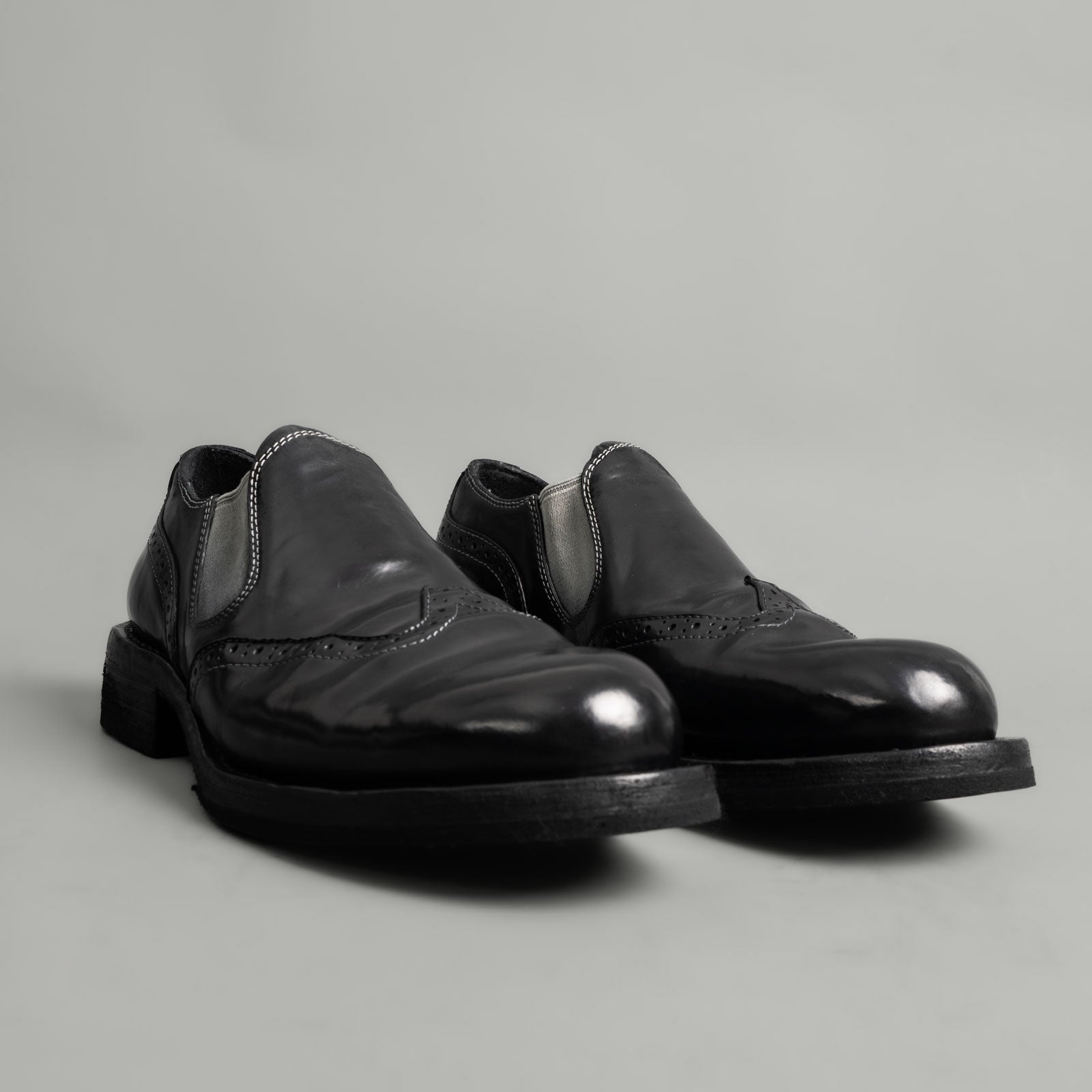 Black Cordovan Brogue Slip-On